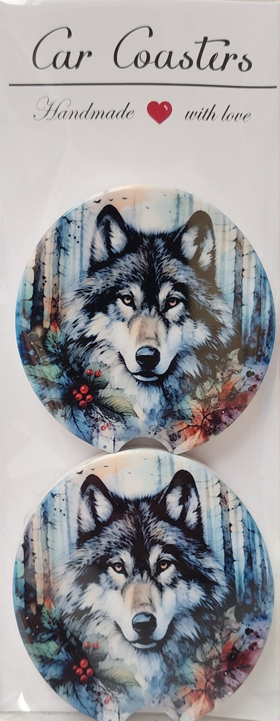 Wild Wolf Ceramic Car Coasters