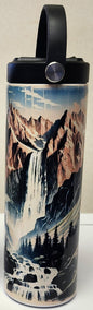 Mountain Waterfall 20 OZ stainless sports water bottle