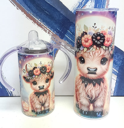 Halloween Highland Cow Mommy And Me Drinkware Set