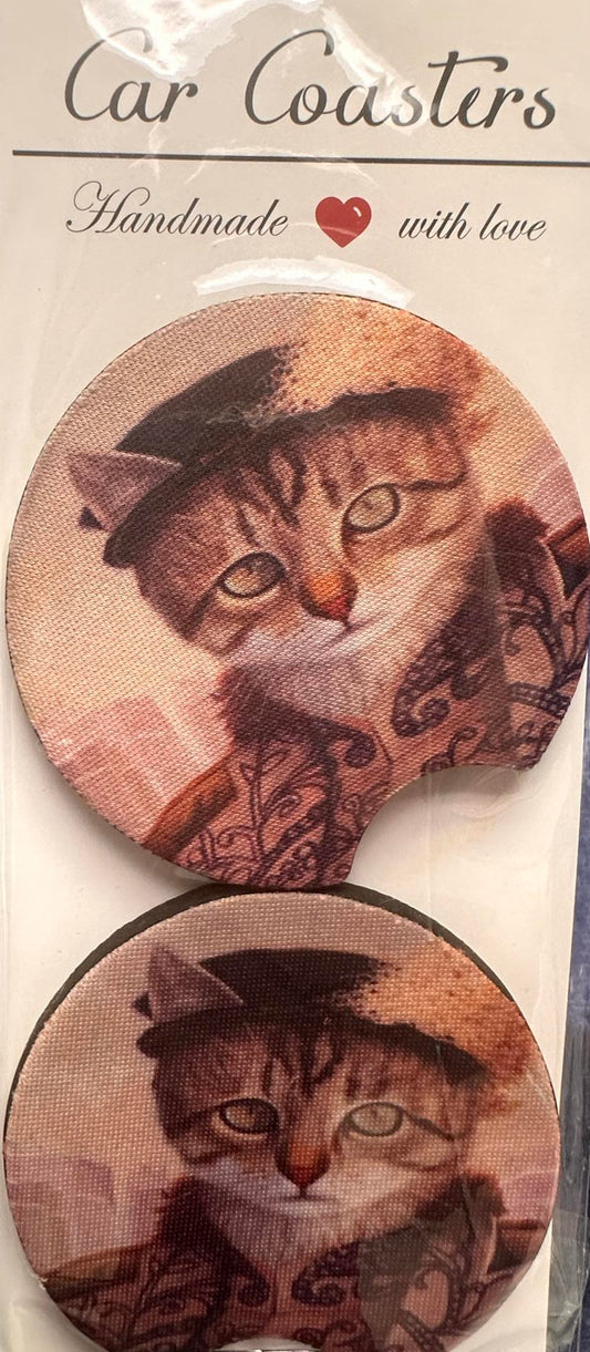 Fancy Cats Neoprene Car Coasters