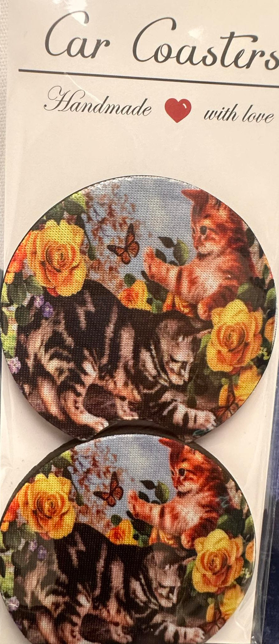 Playful Cats Neoprene Car Coasters